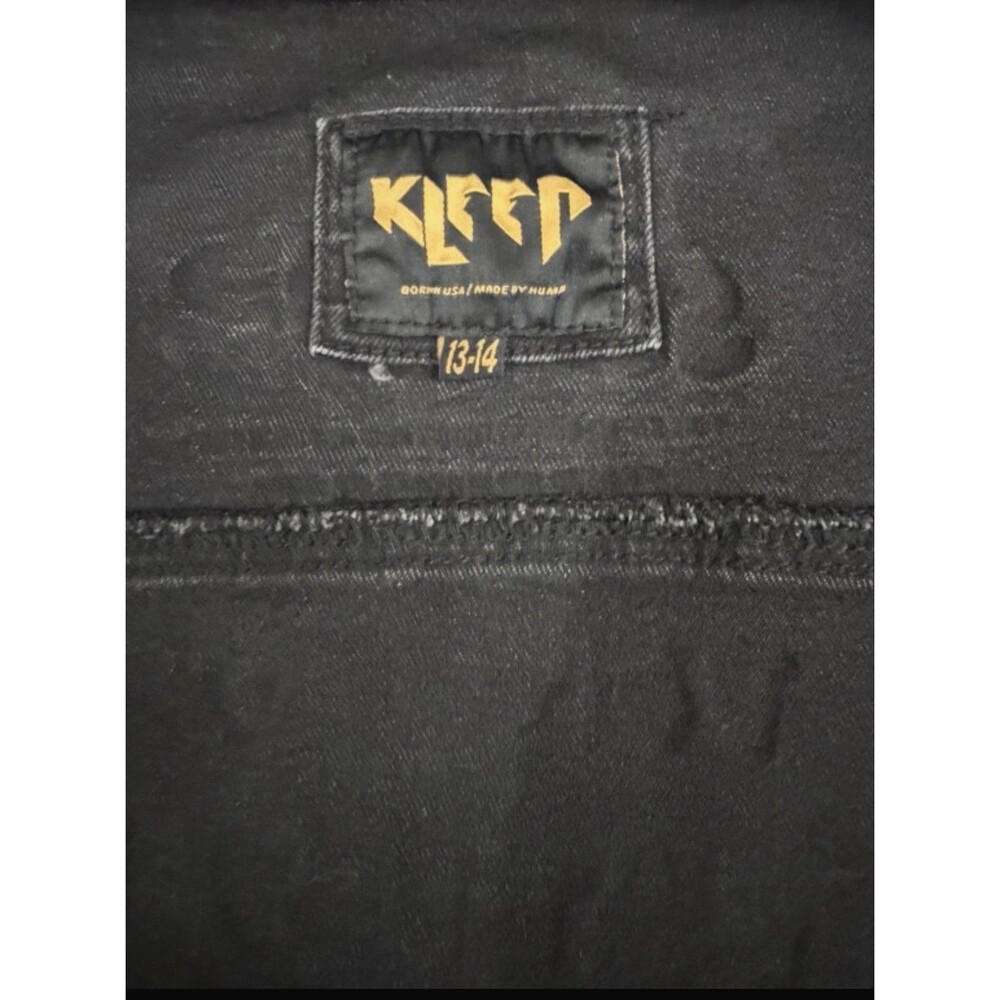 KLEEP Unisex Denim Jacket XS S Graffiti Patchwork Distressed Punk Streetwear - Picture 6 of 9